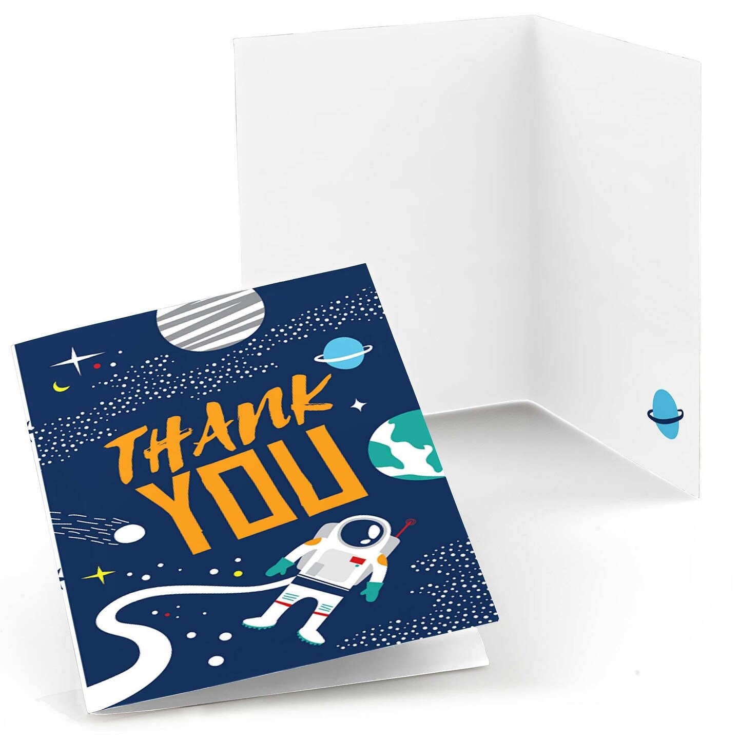 Big Dot of Happiness Blast Off to Outer Space - Rocket Ship Baby Shower or Birthday Party Thank You Cards (8 count)