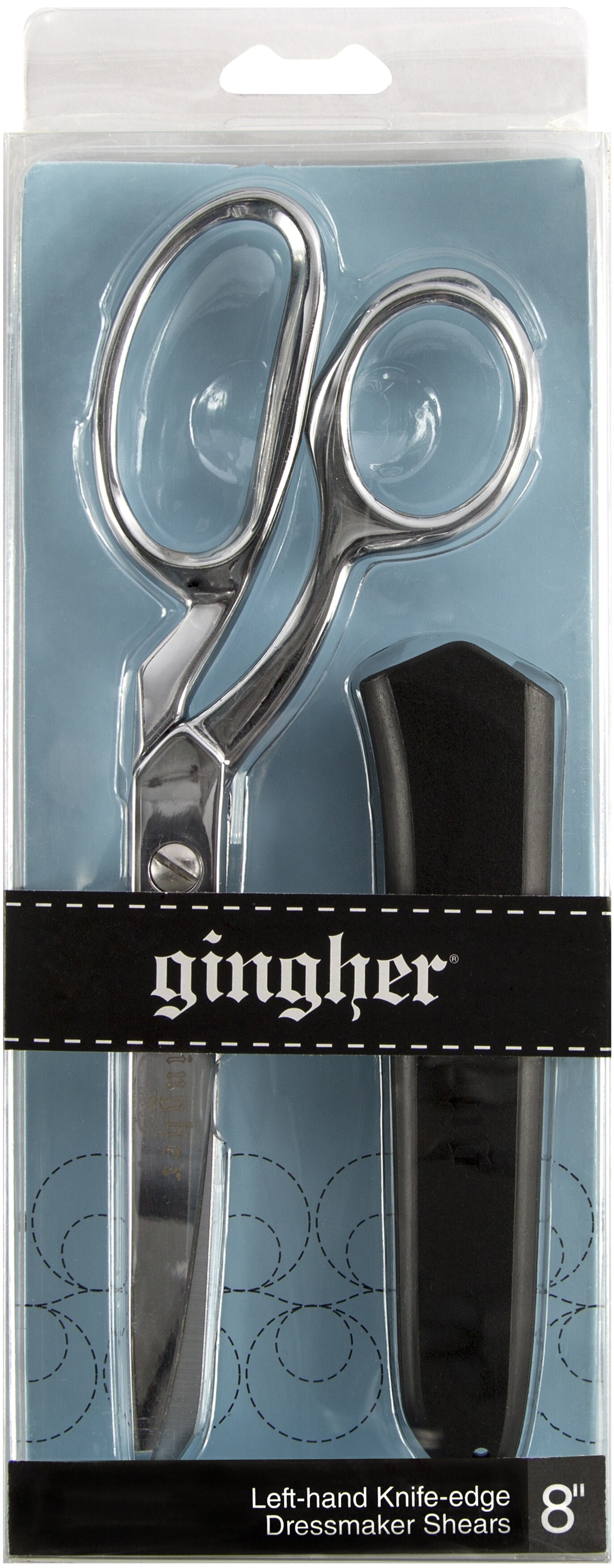 Gingher Knife Edge Dressmaker Shears 8"-Left-Handed W/Molded Nylon Sheath