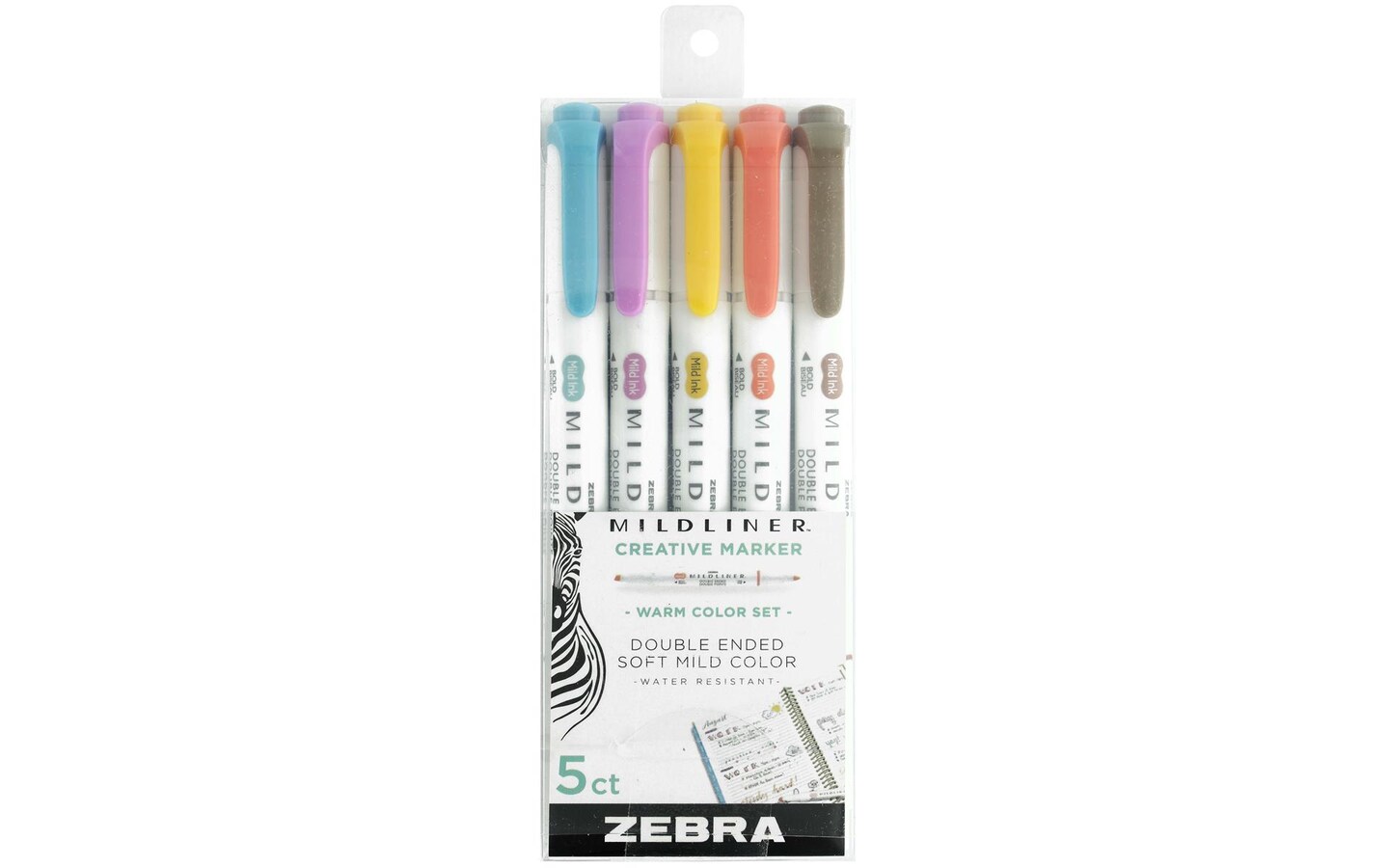 New Zebra Midliner Creative Marker Warm set 5-pk Water resistant