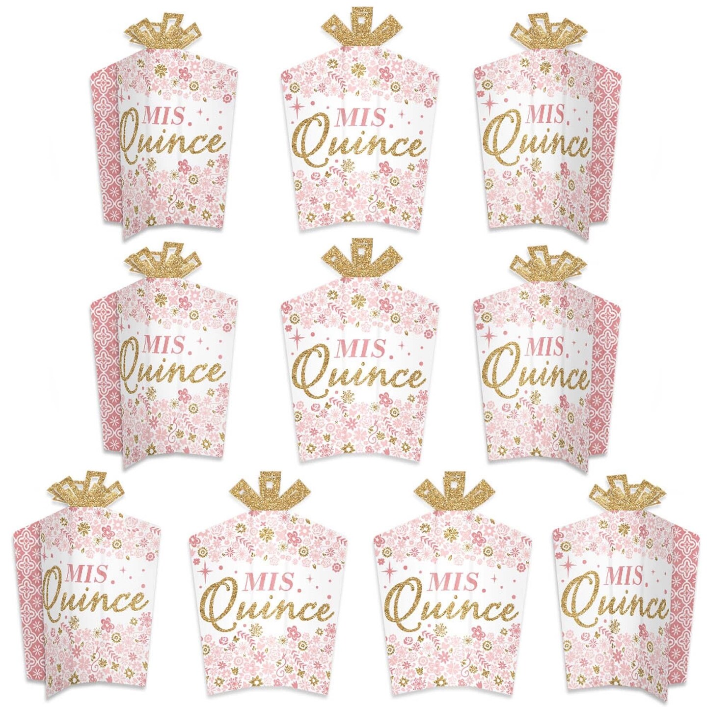 Big Dot of Happiness Mis Quince Anos - Table Decorations - Quinceanera Sweet 15 Birthday Party Fold and Flare Centerpieces - 10 Count