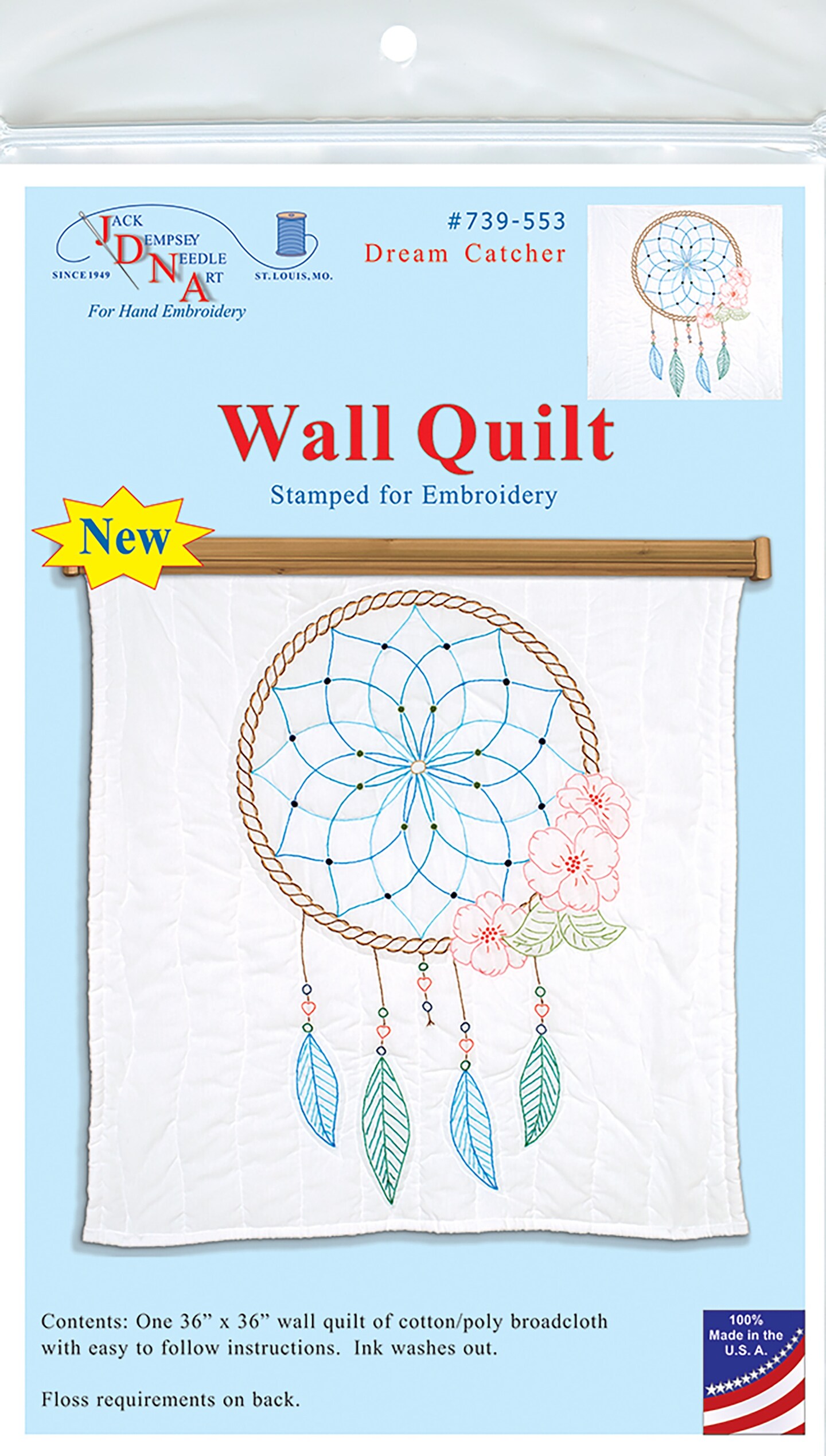 Jack Dempsey Stamped White Wall Or Lap Quilt 36&#x22;X36&#x22;-Dream Catcher