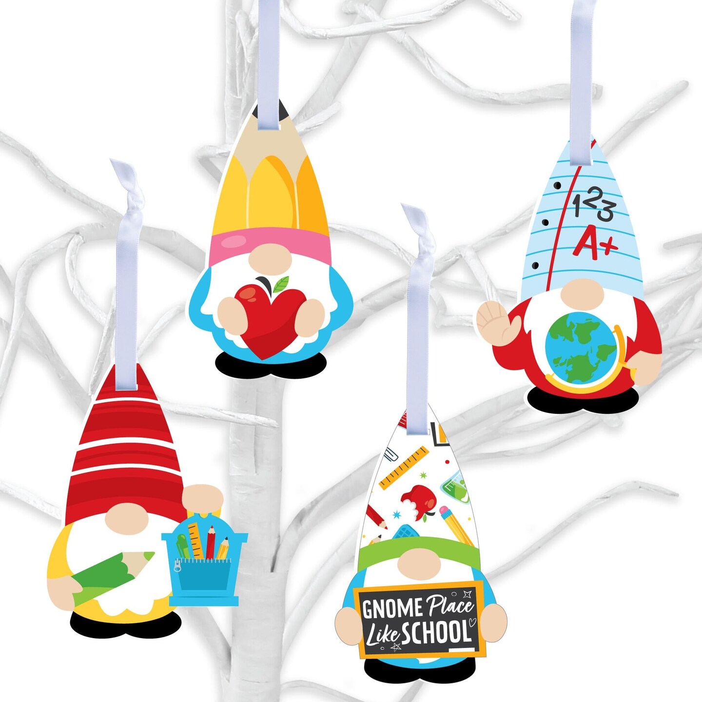 Big Dot of Happiness School Gnomes - Teacher and Classroom Decorations - Tree Ornaments - Set of 12