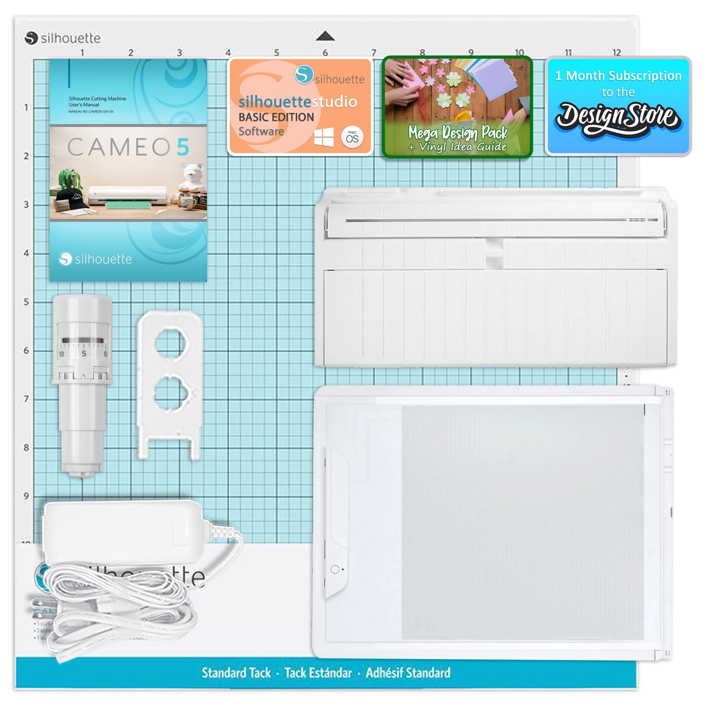 Silhouette White Cameo 5 with Electrostatic Grip Mat Attachment