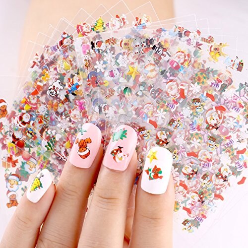 Wrapables 24 Sheets Falala Christmas Nail Stickers Holiday Nails Set Nail Art Sheets