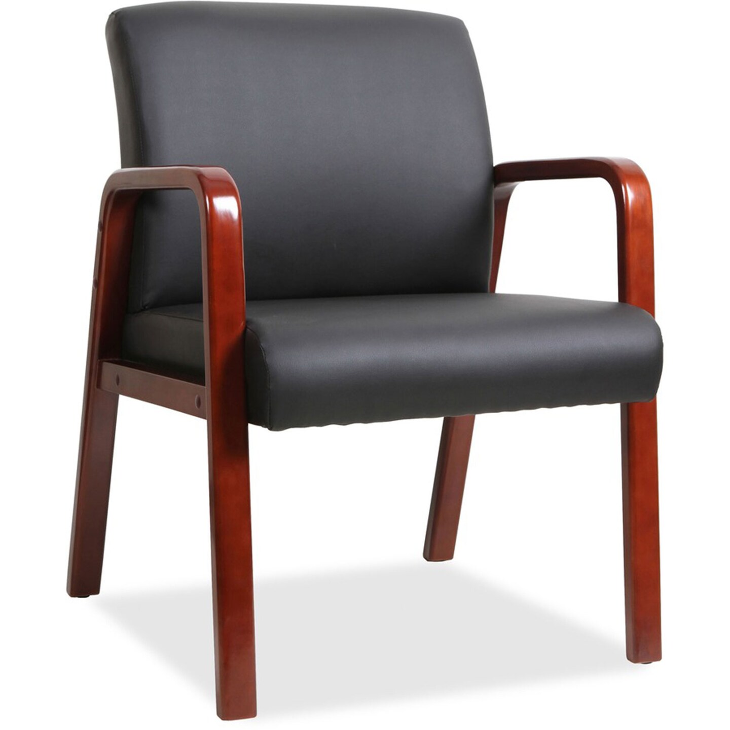 Lorell Upholstered Loveseat - Wood Frame - Black Mahogany - Bonded Leather - Armrest - 1 Each