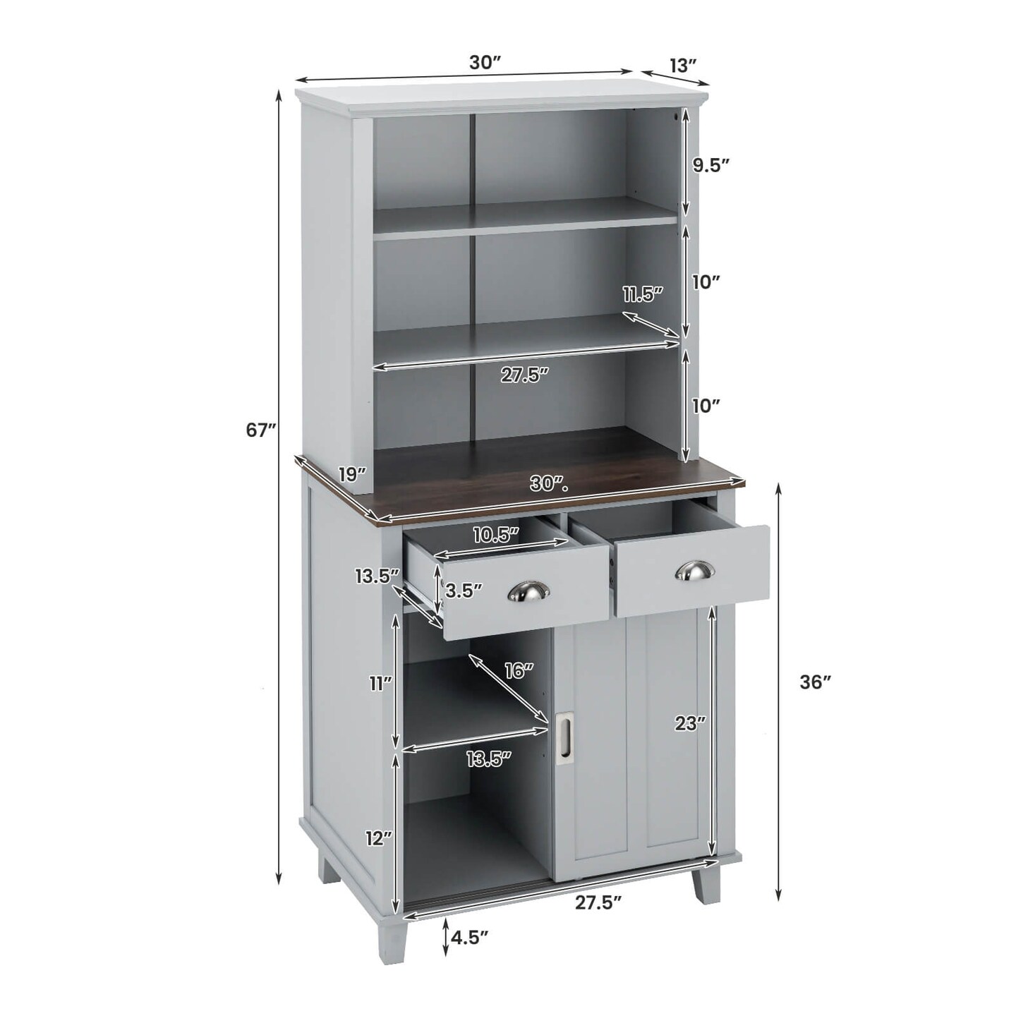 Freestanding Kitchen Pantry Cabinet with Sliding Doors
