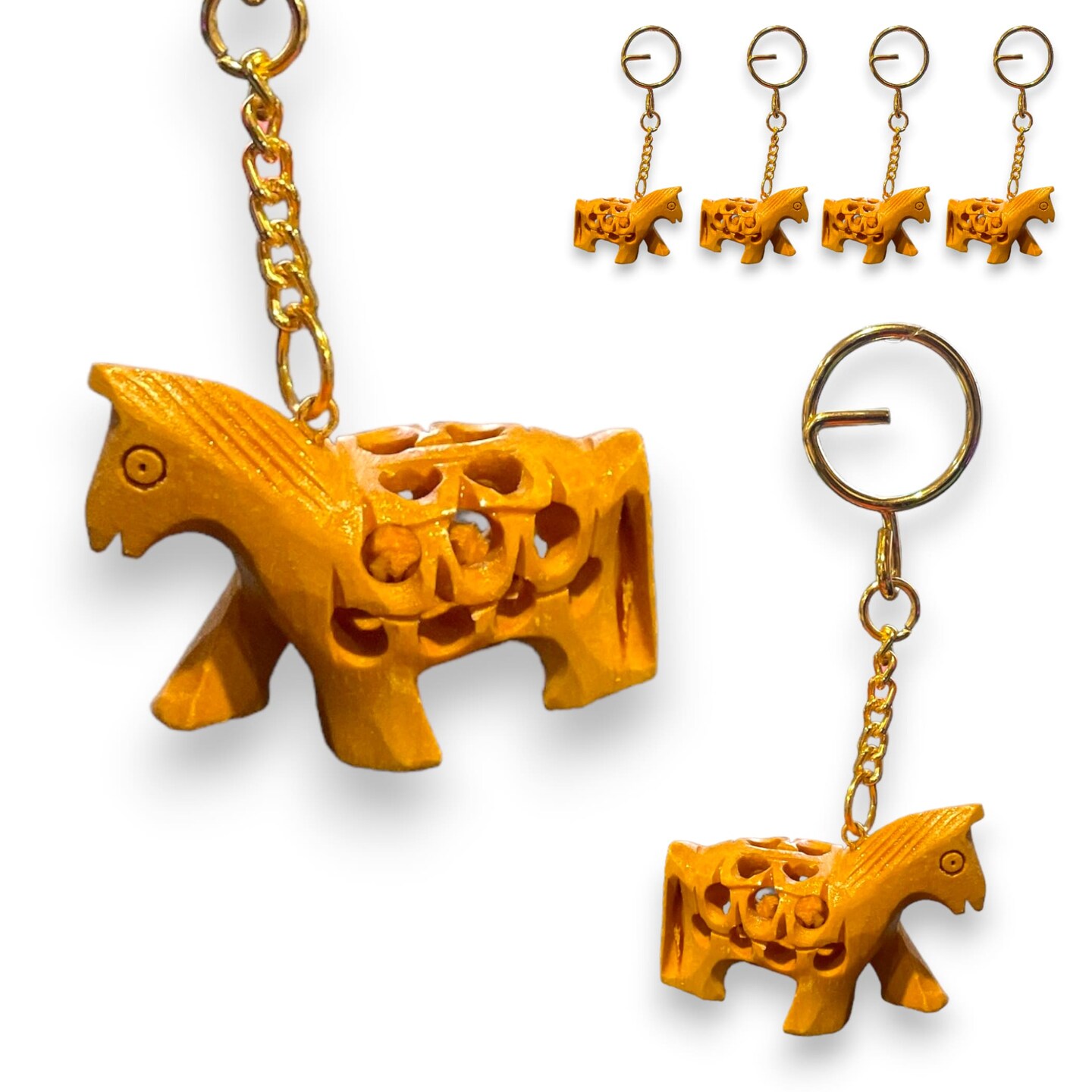Set Of 4 Handmade Keychain, Indian Handmade Keyring, Pooja Gift, Egle, Owl, Rabbit, Camel, Horse,