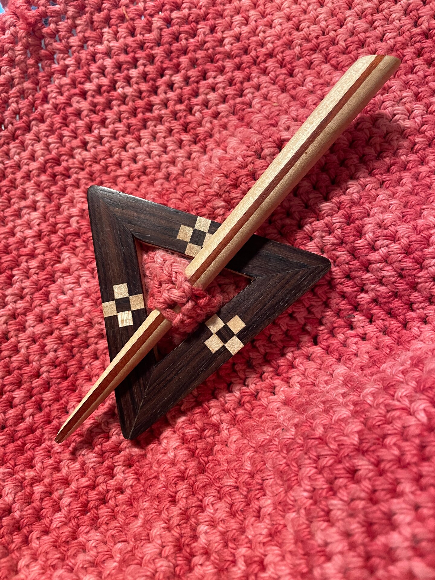 My Two Ladies Triangular Shawl Pin | w/Stick | Handcrafted