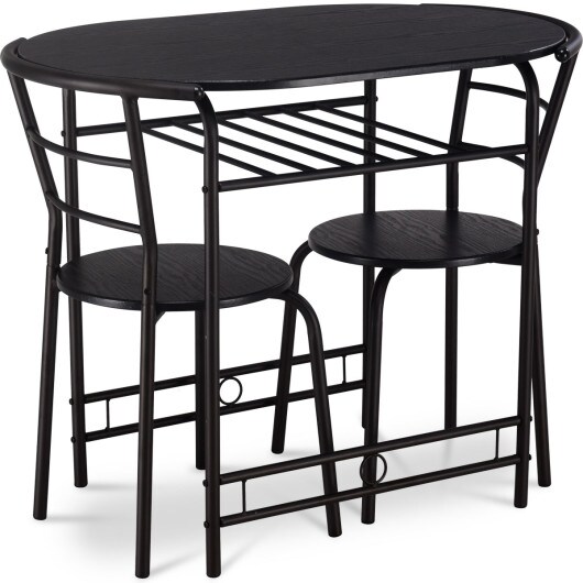 3 Piece Dining Set Table with 2 Chairs Bistro Pub Furniture and Sturdy Steel Tubes