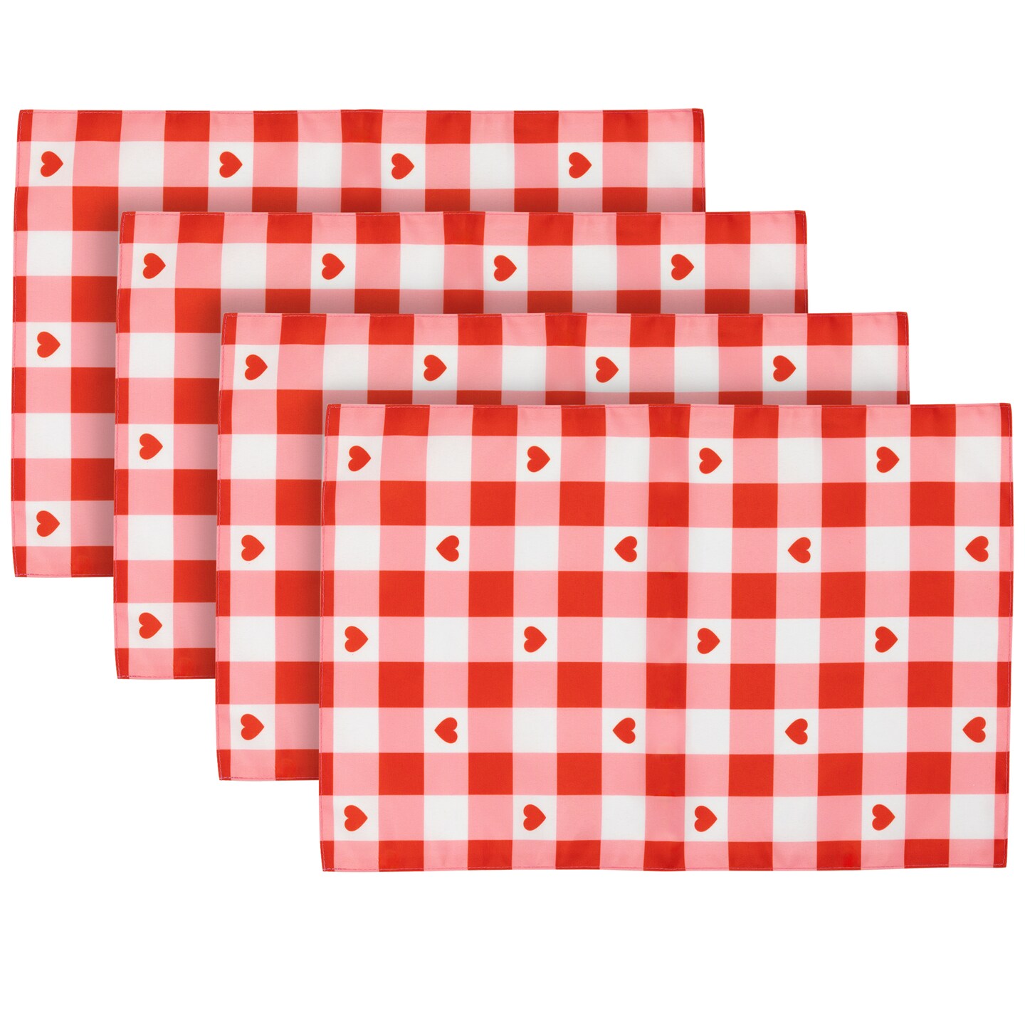 Northlight Checkered Hearts Valentine&#x27;s Day Placemats - 18&#x22; - Set of 4