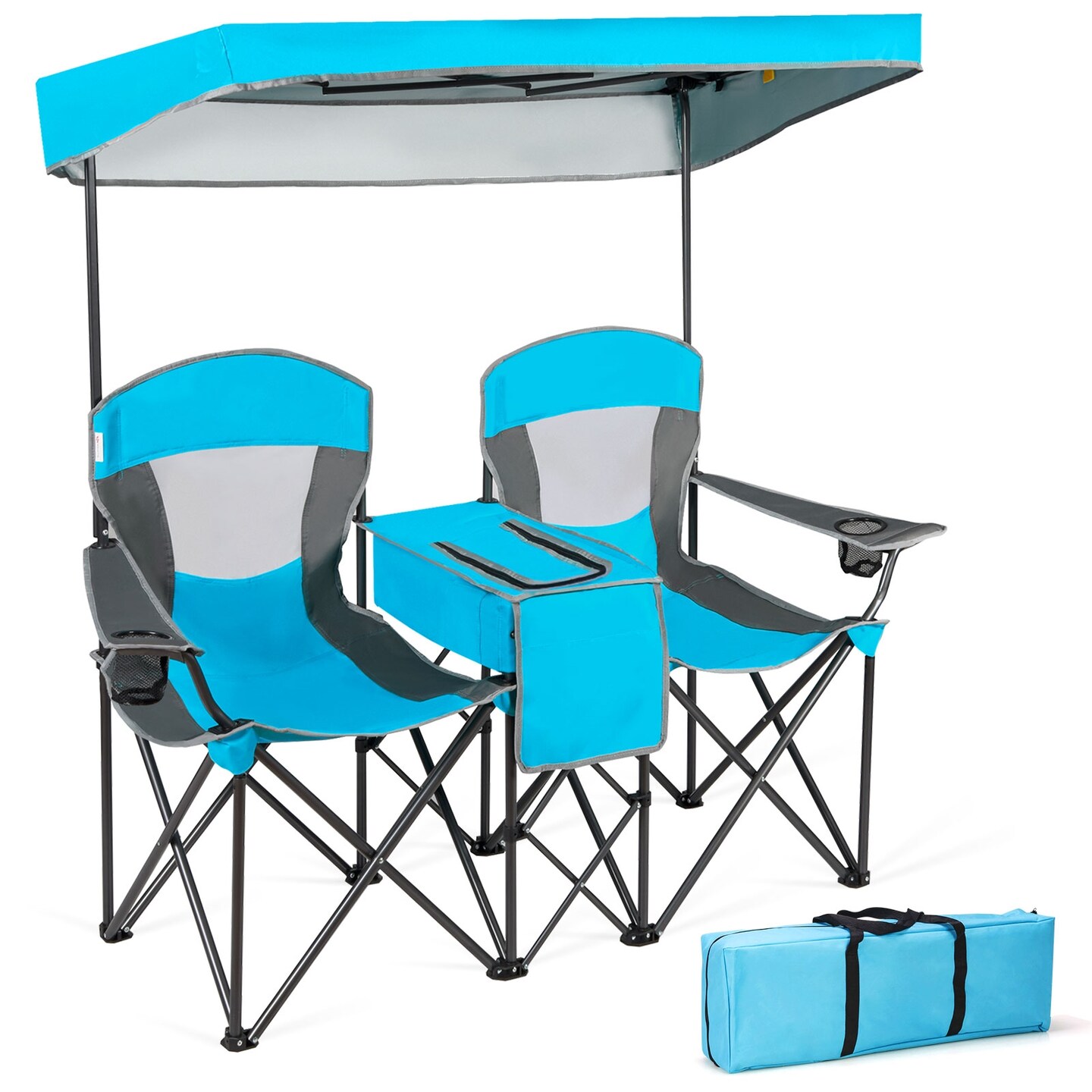 Folding chairs with online cup holders