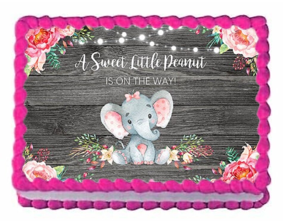 Sweet Little Peanut Elephant Theme Edible Image Baby Shower