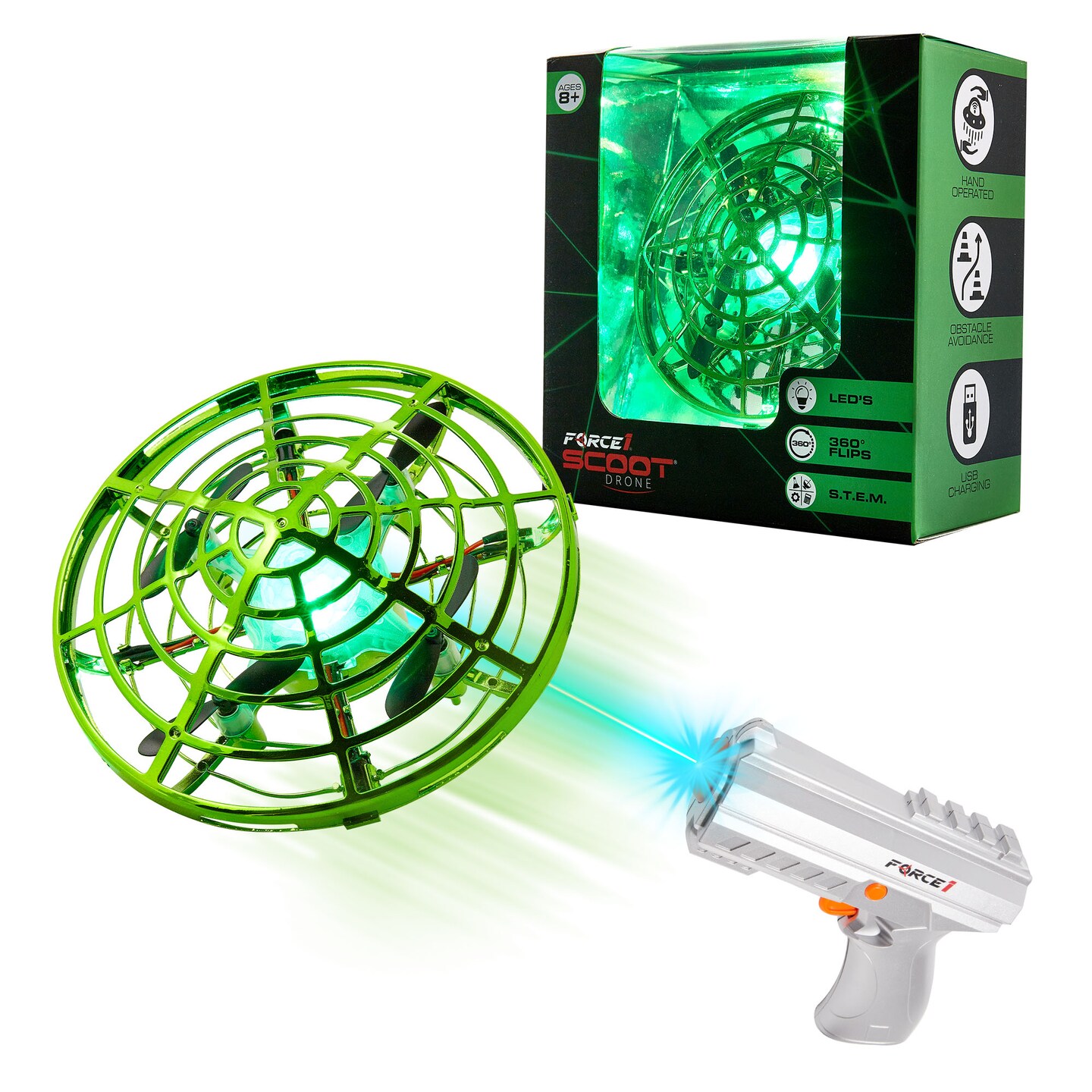 Force1 Scoot Skeet Drone Electronic Shooting Game for Kids (Drone Only)-Green