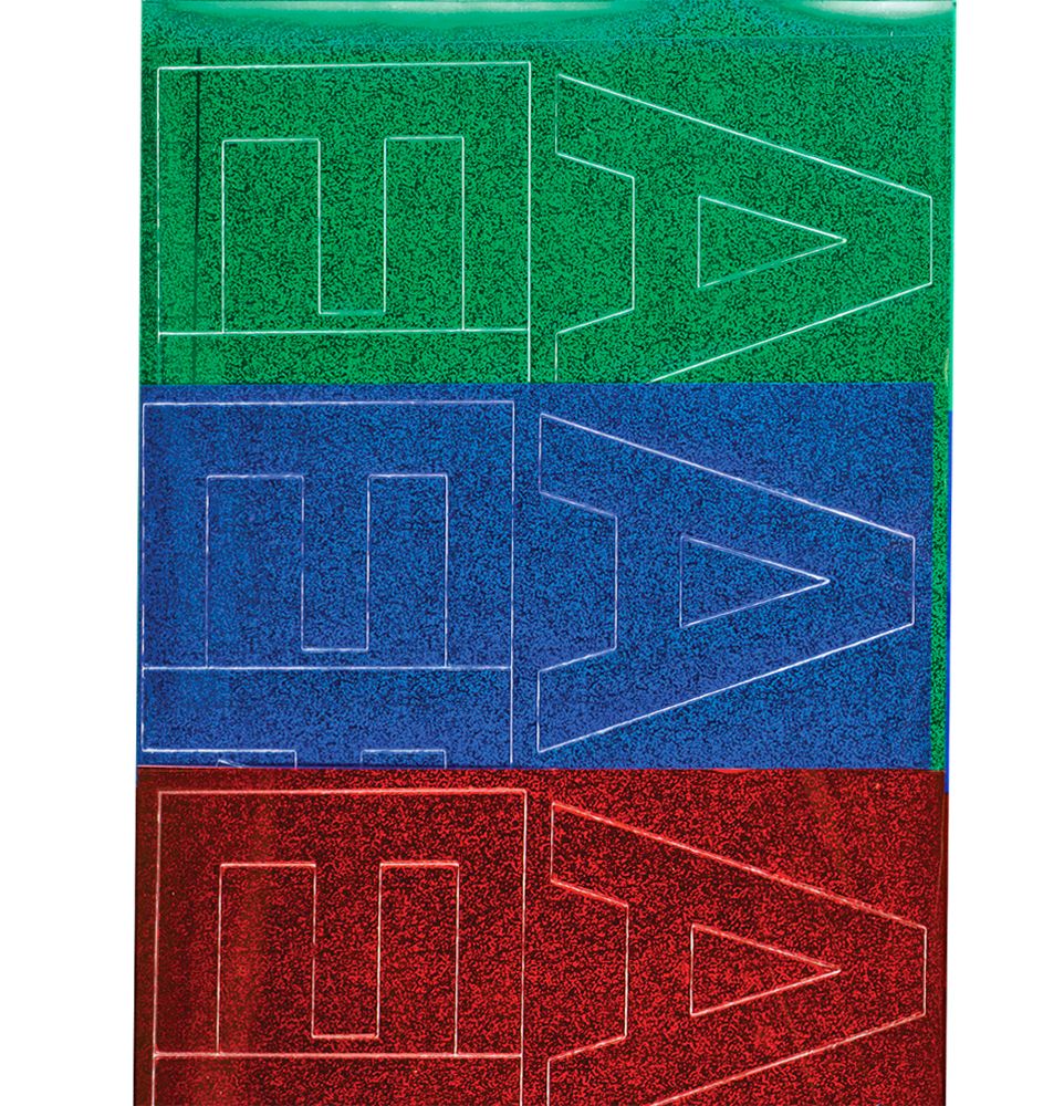 Creative Start Vinyl Self-Adhesive Glitter Letters and Numbers, 2", Helvetica Font, Green, Blue and Red, 300 count