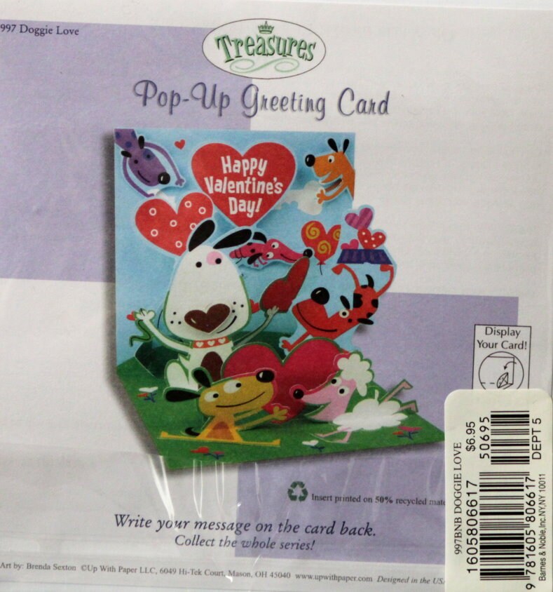 Treasures Pop-Up Doggie Love Valentines&#x27; Day Greeting Card