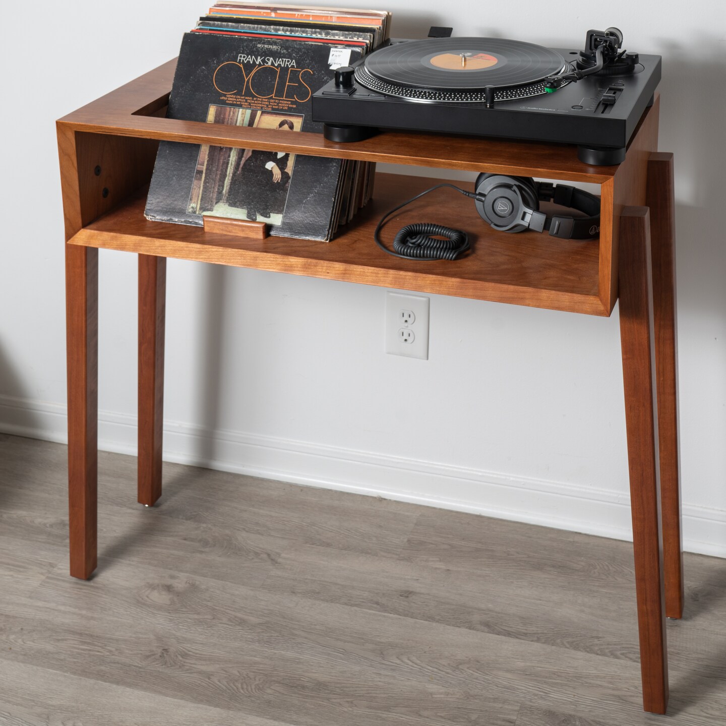 Mid Century Modern Record Player Stand, Solid Cherry hardwood, Handmade! product 4