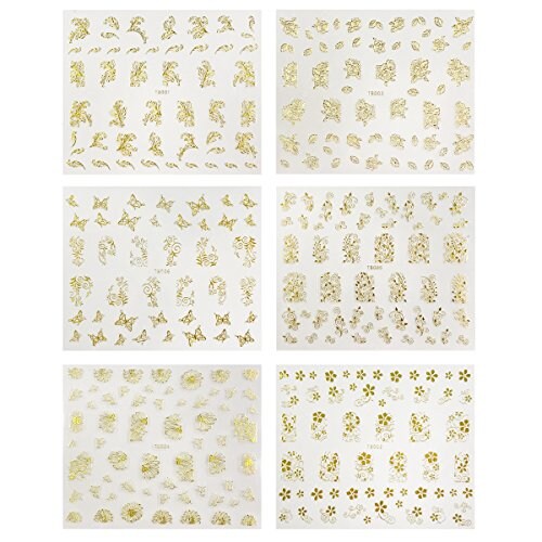 Wrapables Gold &#x26; Silver Foil Vines &#x26; Floral Nail Stickers