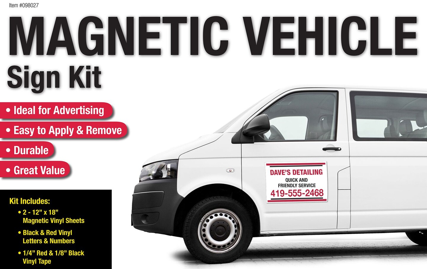 COSCO Magnetic Sign Kit, 12" x 18", White, Adhesive Letters, Numbers in Two Sizes and Art Tape Included