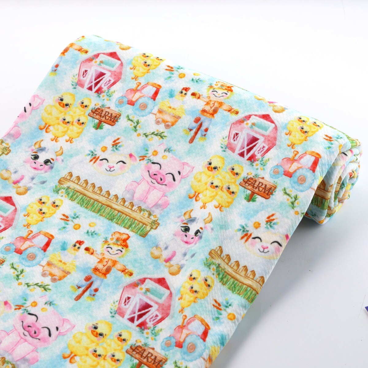 Barn Yard Farm Animals Bullet Fabric 1 yard
