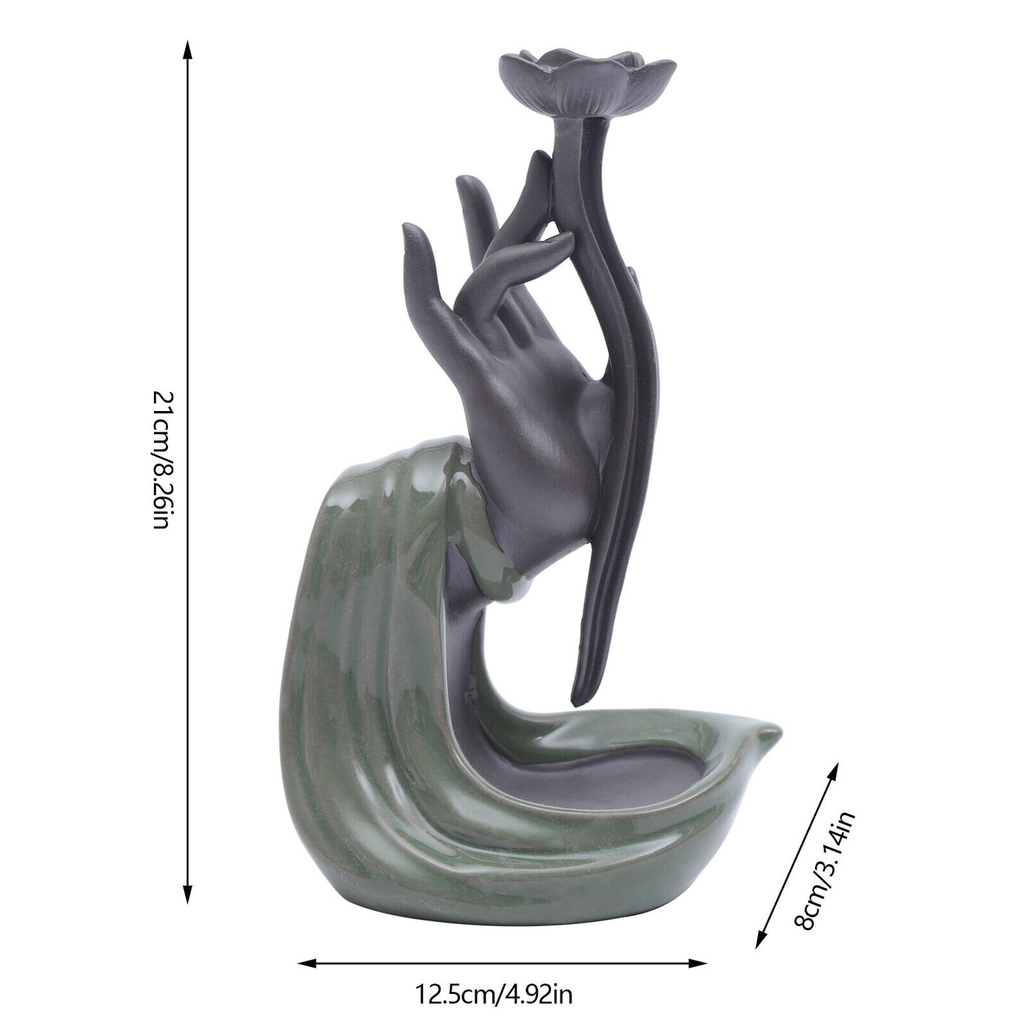 Kitcheniva Ceramic Lotus Backflow Incense Burner Waterfall Decor