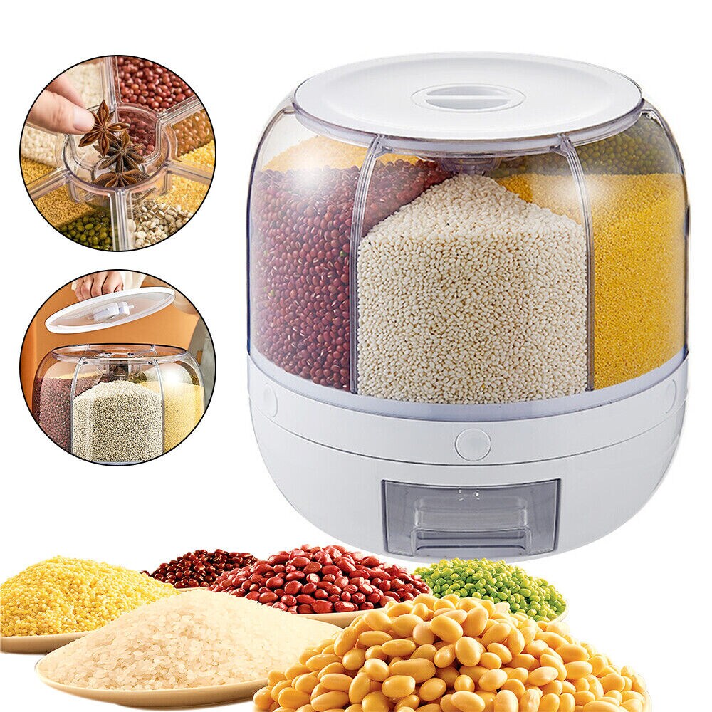 Kitcheniva 6-Grid Rotating Food Storage Container Tank