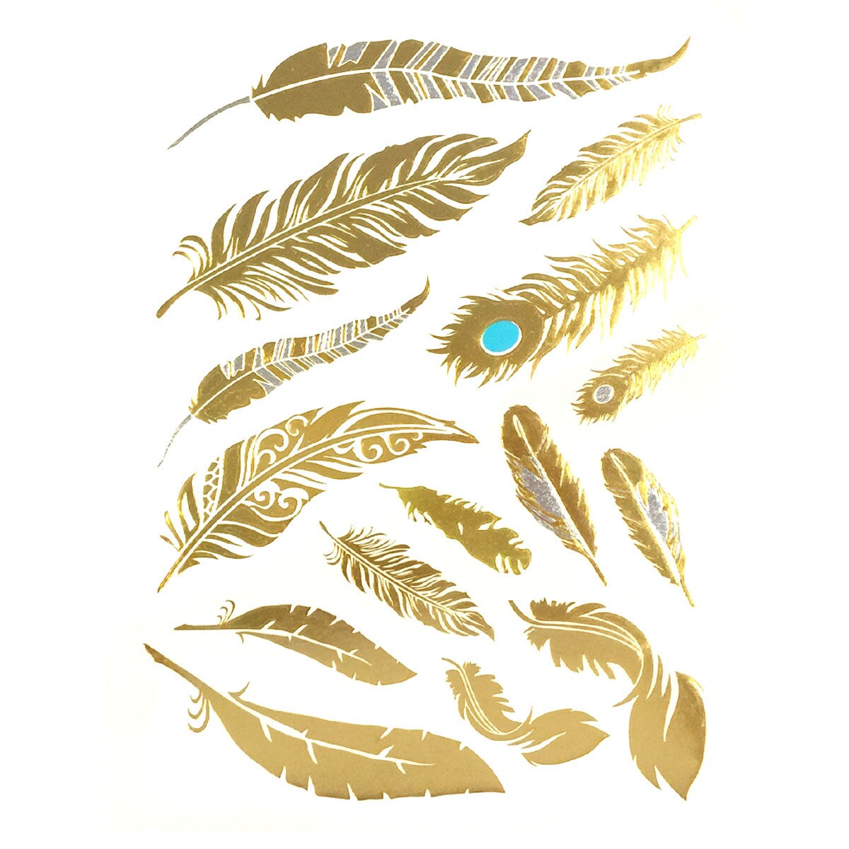 Wrapables Large Metallic Gold and Silver Temporary Tattoo Stickers, Flutter