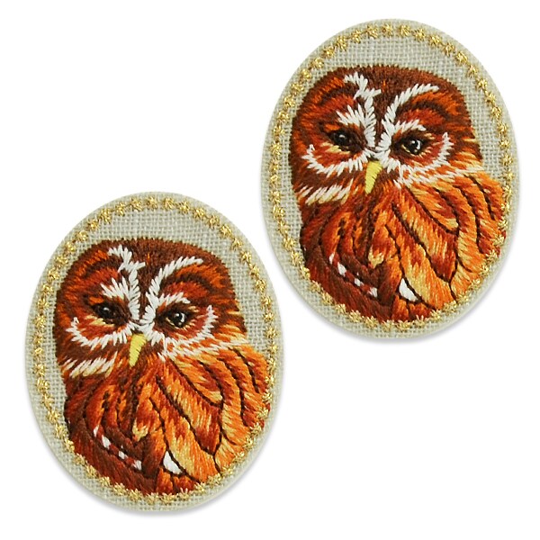 Ollie Owl Embroidered Iron-On Patch Applique/Patch 2 Pack 1 3/4&#x22; x 1 1/2&#x22;