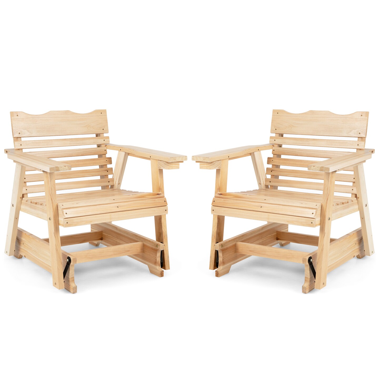 Outdoor Wood Rocking Chair with High Back and Widened Armrests