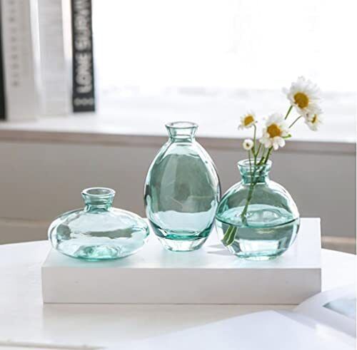 Set of 3 Mini Glass Vases- Green