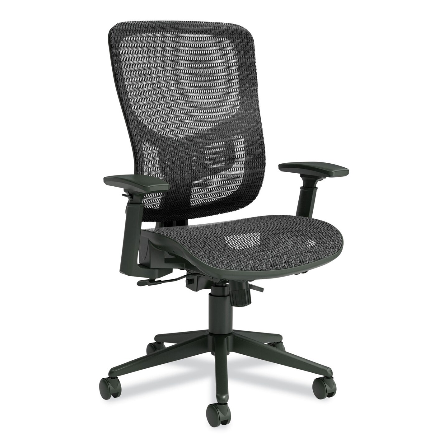 Union & Scale FlexFit Kroy Mesh Task Chair, Supports Up to 275 lbs, 18.9 to 22.76" Seat Height, Black Seat, Black Back, Black Base