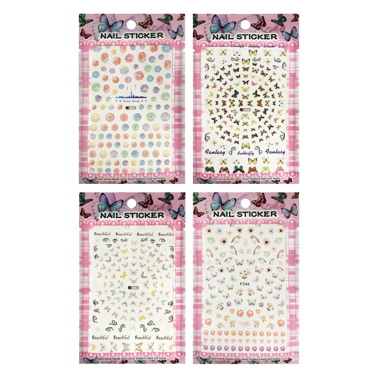 Wrapables 4 Sheets Nail Stickers Nail Art Set