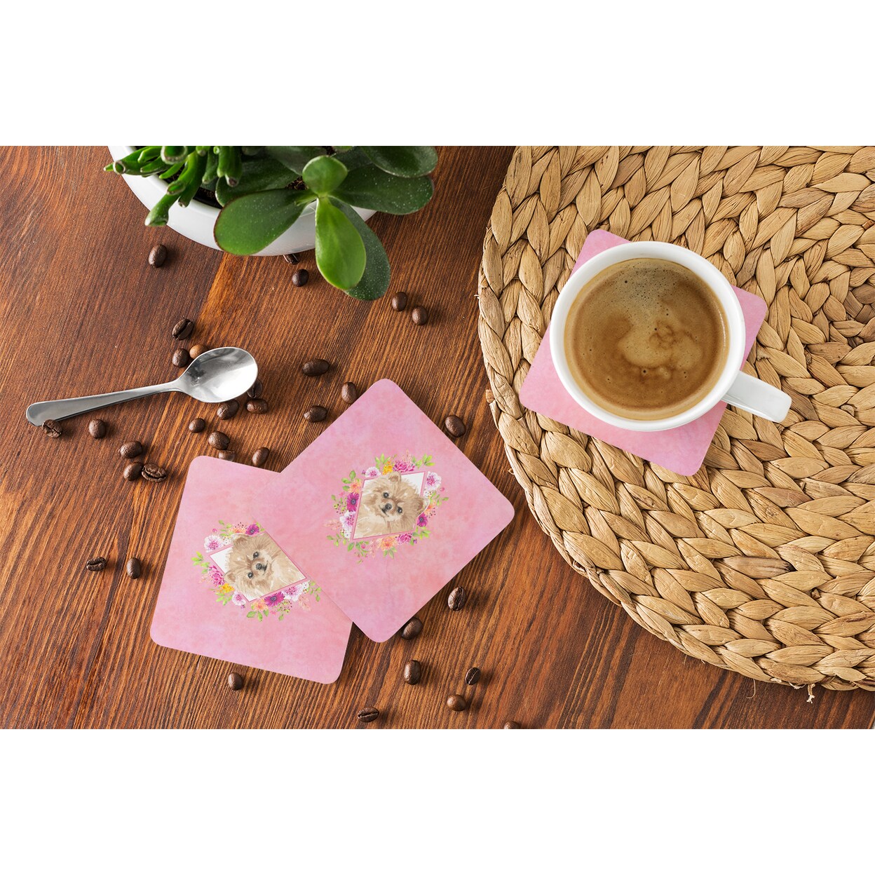 Caroline's Treasures Pomeranian Foam Coaster - Thumbnail 2