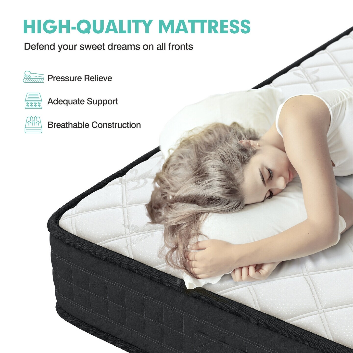 Breathable Memory Foam Bed Mattress Medium Firm for Pressure Relieve