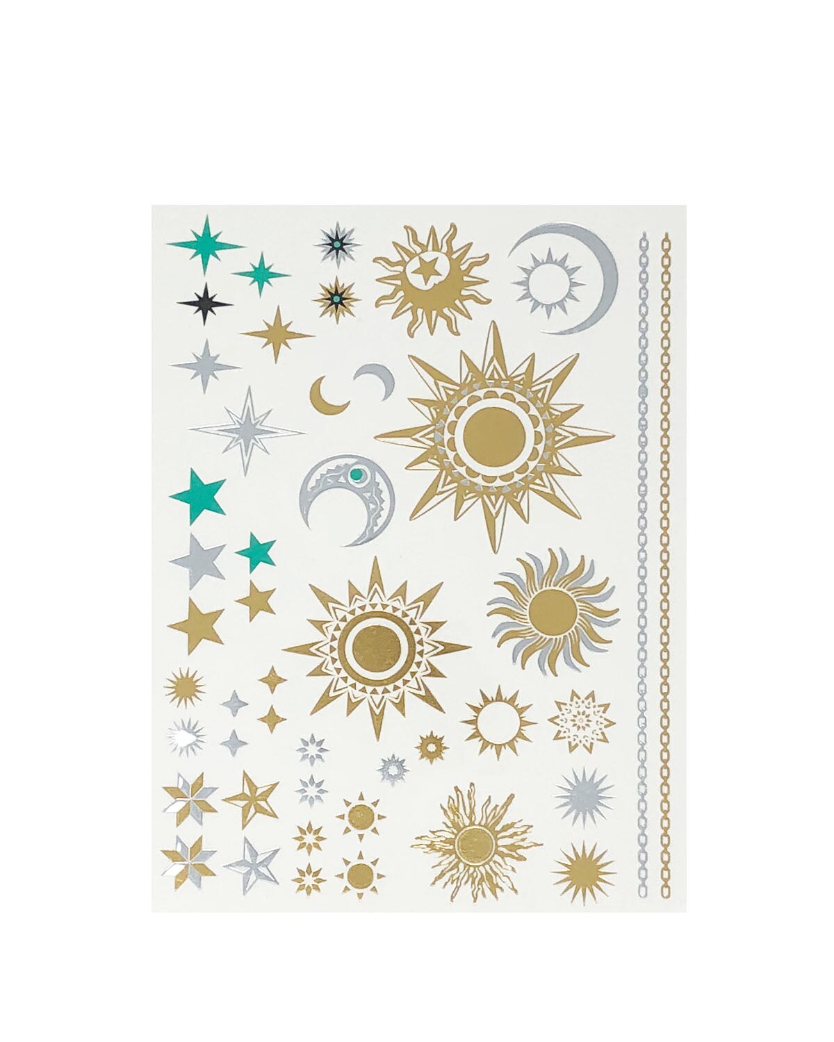 Wrapables Celebrity Inspired Temporary Tattoos in Metallic Gold Silver and Black (6 Sheets), Large, Marine Animals