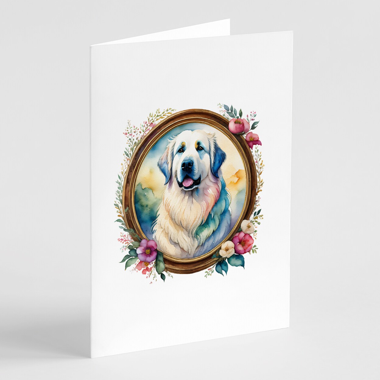 Caroline&#x27;s Treasures Great Pyrenees and Flowers Greeting Cards and Envelopes Pack of 8