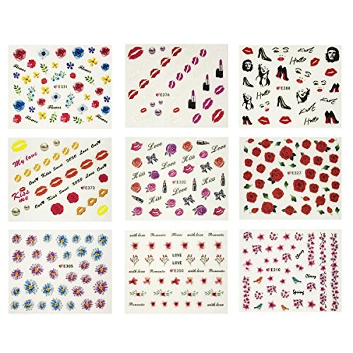 Wrapables Beauty Nail Art Nail Stickers 3d Flower Stickers Set DIY Nail Art, 50 Sheets (2500+ Nail Decal Stickers)