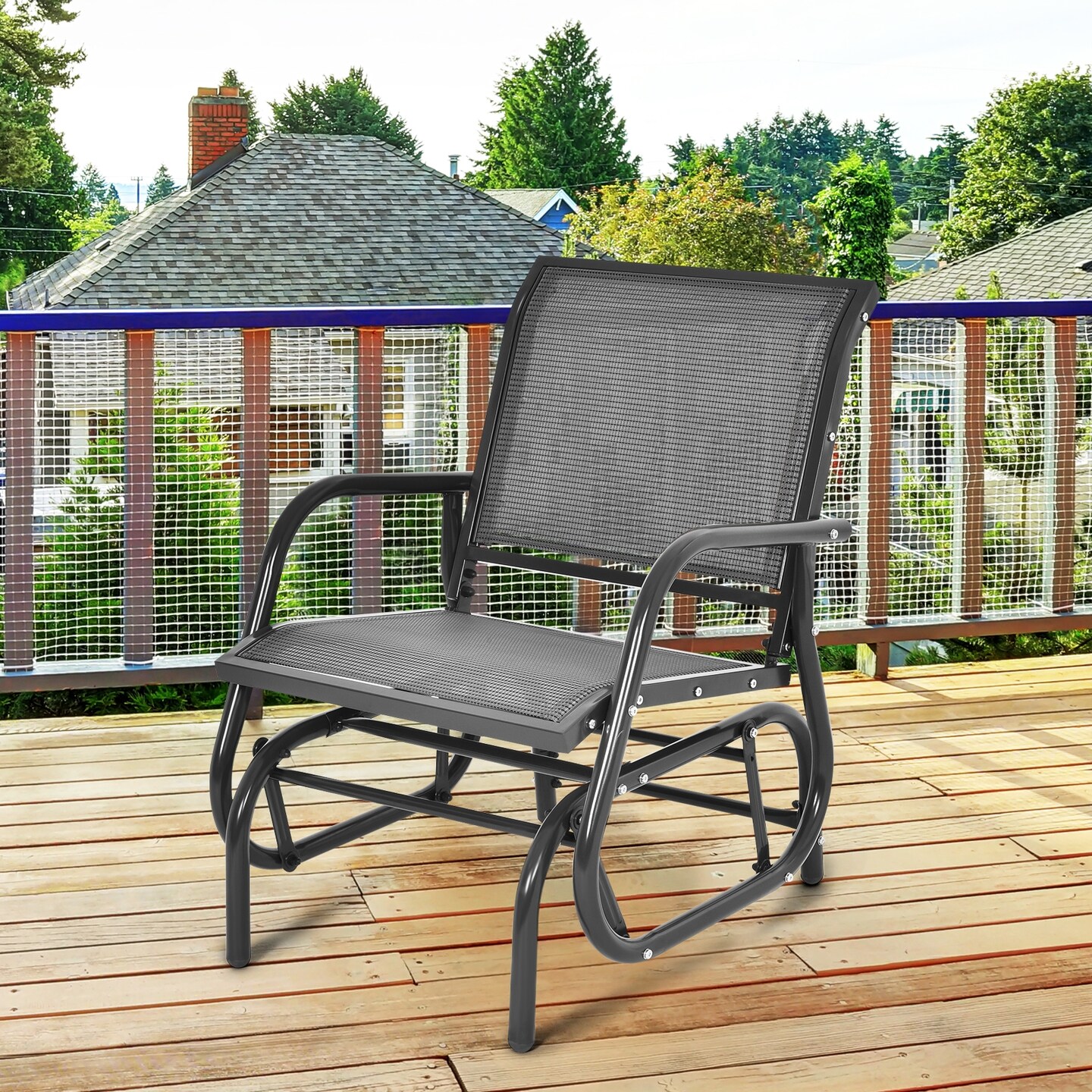 Outdoor Single Swing Glider Rocking Chair with Armrest
