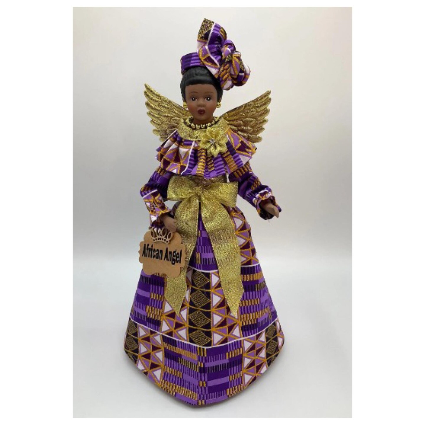 angel purple dress tree topper Vtg Angel Christmas Tree Topper Red Green Purple Dress Plaster Head Hands  7.5