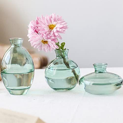 Set of 3 Mini Glass Vases- Green