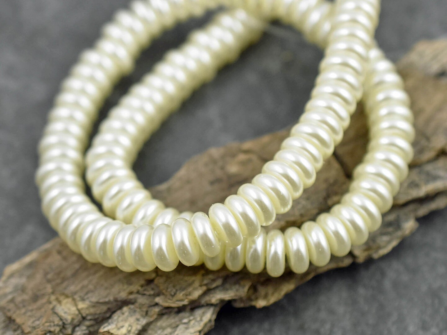 8x3mm Cream Celestial Pearl Rondelle Beads (16&#x22; Strand)