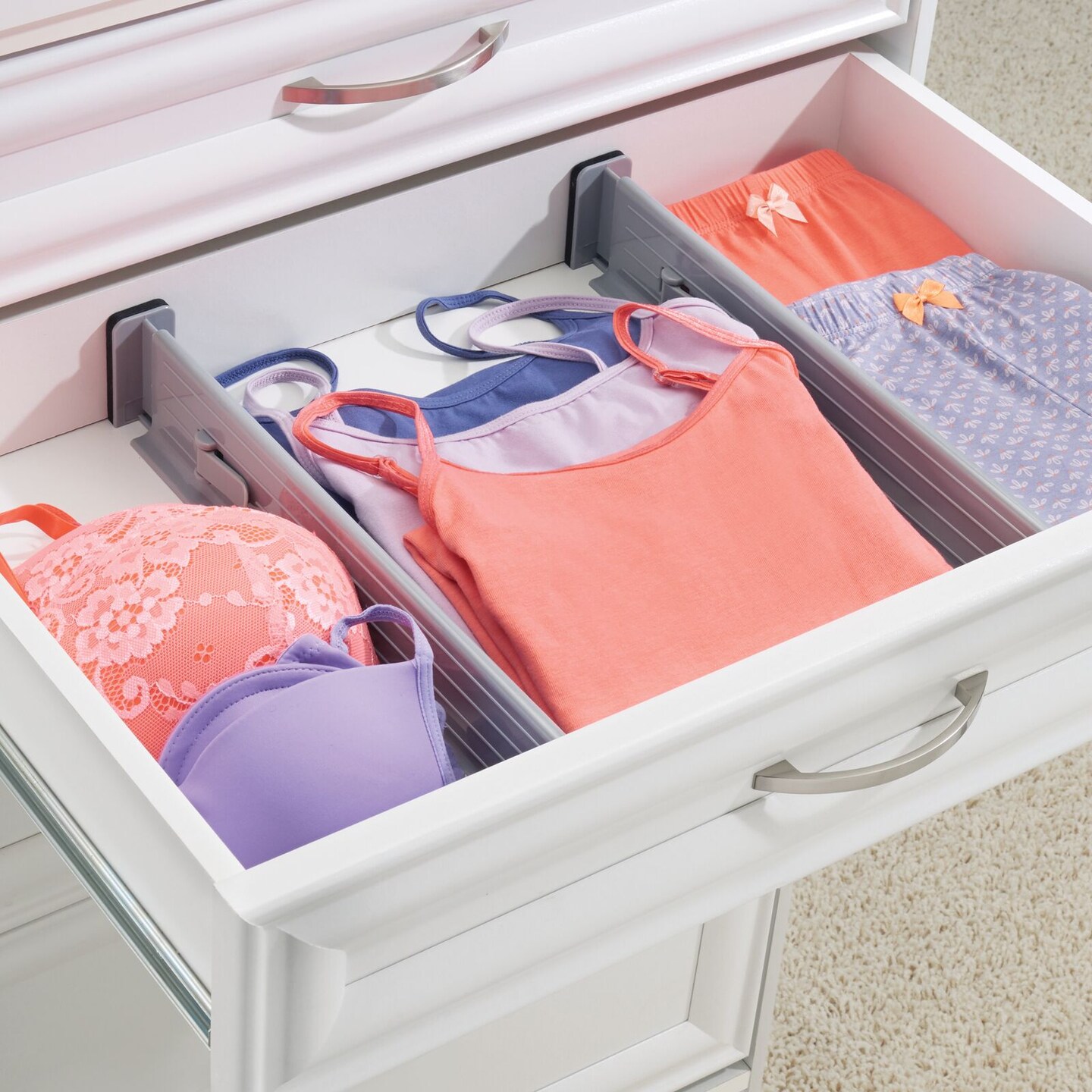 mDesign Expandable Adjustable Drawer Divider with Foam Ends