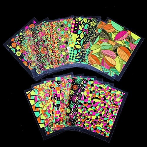 Wrapables 24 Sheets Neon Party Nail Sticker Sheets Nail Art Sheets