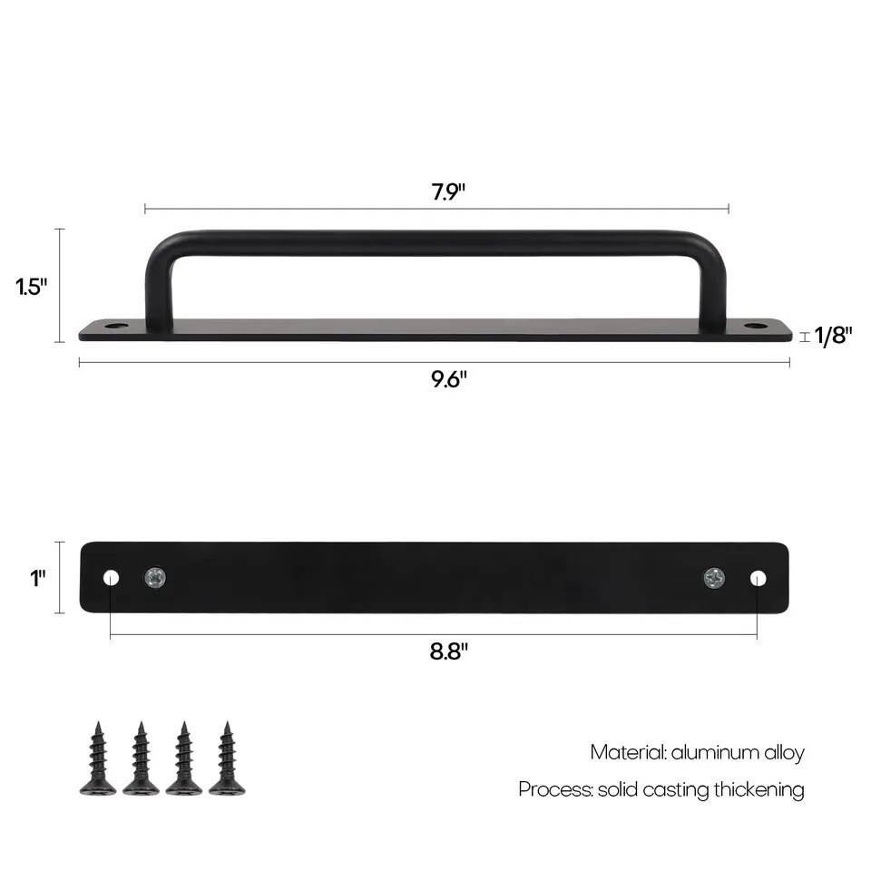 2-Pack Solid Barn Door Pull Handle for Cabinet Bar Garage Gate Wardrobe Drawer