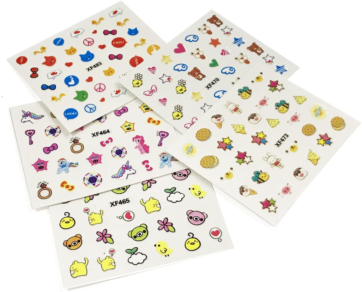 Wrapables Funky Cute Funky Patterns Nail Art Nail Stickers 3d Nail Decals, 10 sheets (300+ nail stickers)