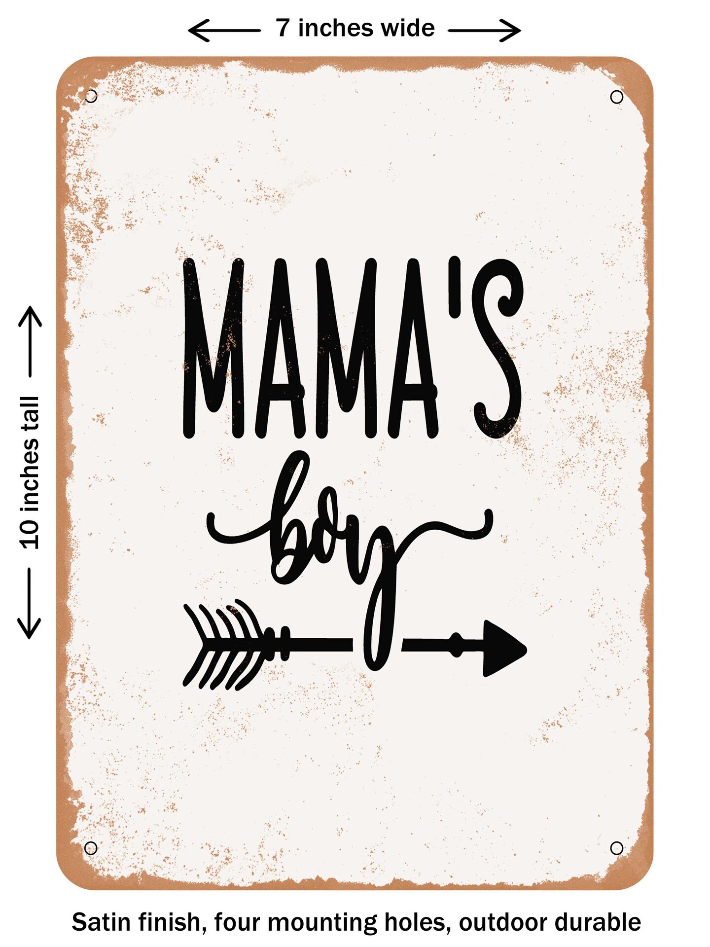 DECORATIVE METAL SIGN - Mamas Boy  - Vintage Rusty Look
