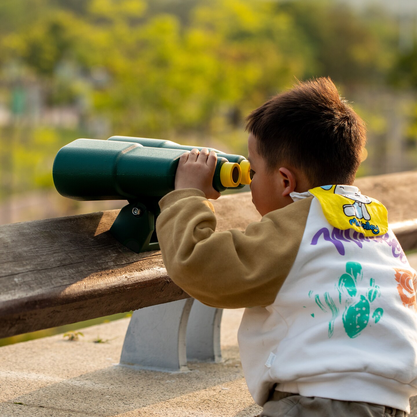 Green and Yellow Plastic Outdoor Gym Playground Pirate Ship Double Telescope, Kids Treehouse Toy Accessories Binocular