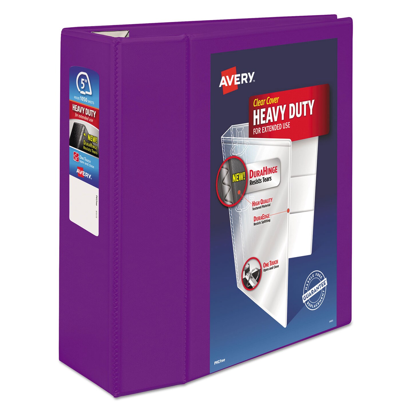 Heavy-Duty View Binder with DuraHinge and Locking One Touch EZD Rings, 3 Rings, 5