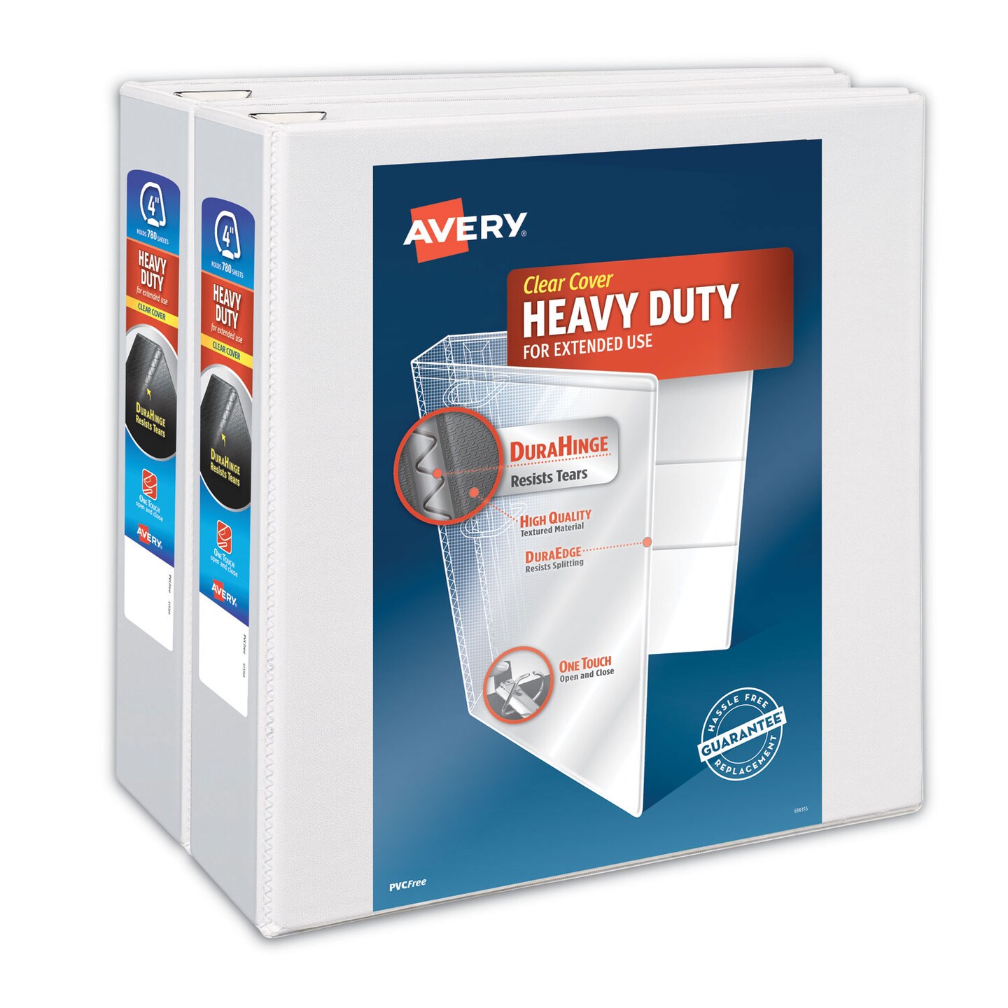 Heavy-Duty Non Stick View Binder with DuraHinge and Slant Rings, 3 Rings, 4