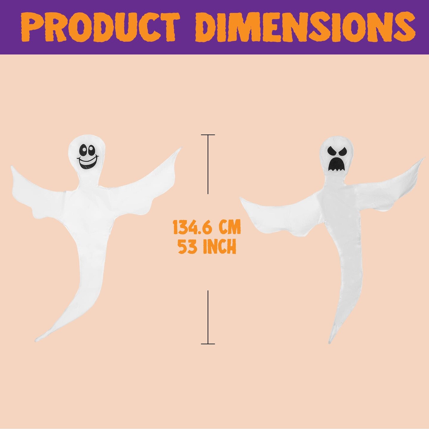 2 Pieces 53&#x22; Halloween Bendable Tree Wrap Ghost for Halloween Decoration Outdoor, Lawn Decor, Tree, Pilar Decorations, Ghost Party Supplies