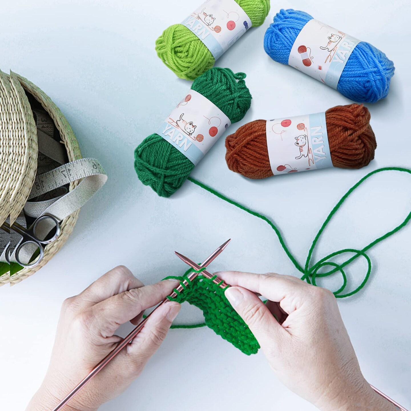 12 Acrylic Yarn Skeins Mini Craft Yarn, 12 Colors Starter Crochet Bulk Yarn for Child, Adult Knitting Crochet Crafts (12 x 15g)